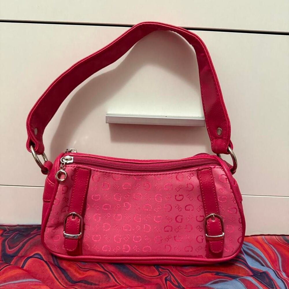 Vintage Y2K Guess Hot Pink G-Logo Monogram Buckle Mini Bag